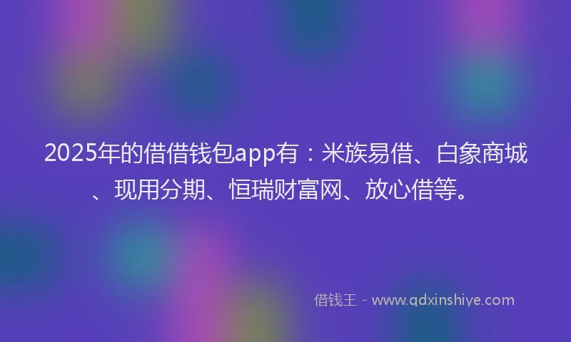 2025年的借借钱包app有：米族易借、白象商城、现用分期、恒瑞财富网、放心借等。