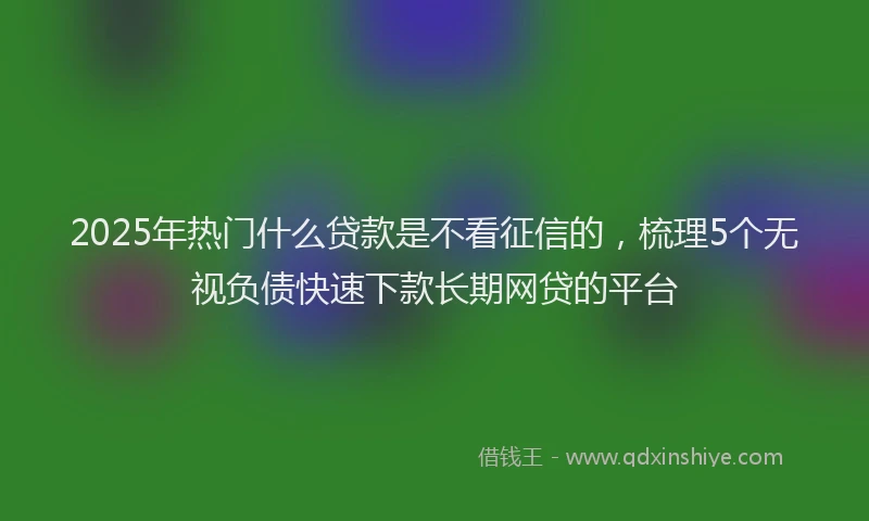 2025年热门什么贷款是不看征信的，梳理5个无视负债快速下款长期网贷的平台