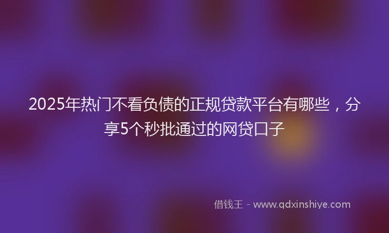 2025年热门不看负债的正规贷款平台有哪些，分享5个秒批通过的网贷口子