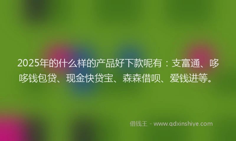 2025年的什么样的产品好下款呢有：支富通、哆哆钱包贷、现金快贷宝、森森借呗、爱钱进等。