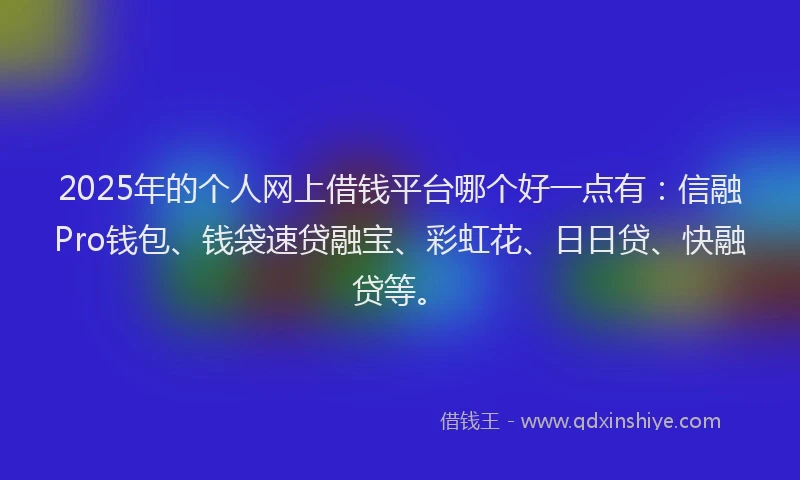 2025年的个人网上借钱平台哪个好一点有：信融Pro钱包、钱袋速贷融宝、彩虹花、日日贷、快融贷等。