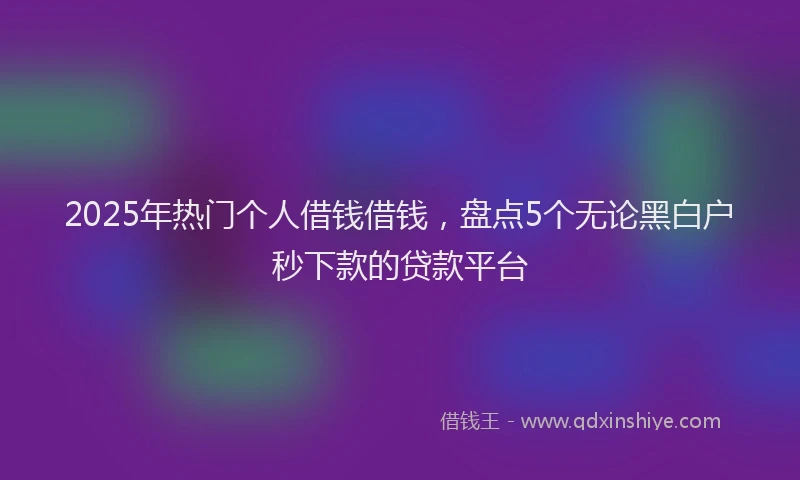 2025年热门个人借钱借钱，盘点5个无论黑白户秒下款的贷款平台
