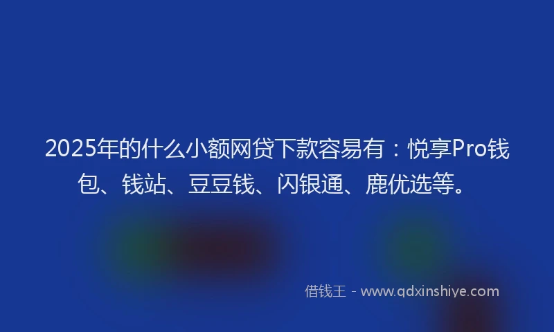2025年的什么小额网贷下款容易有：悦享Pro钱包、钱站、豆豆钱、闪银通、鹿优选等。