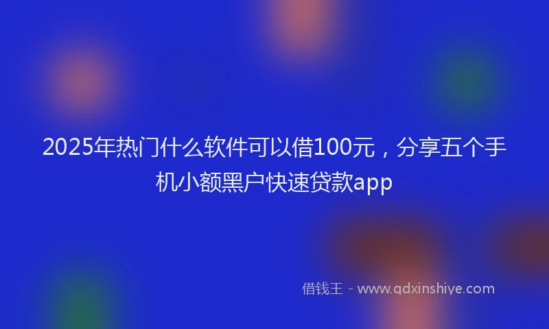 2025年热门什么软件可以借100元，分享五个手机小额黑户快速贷款app