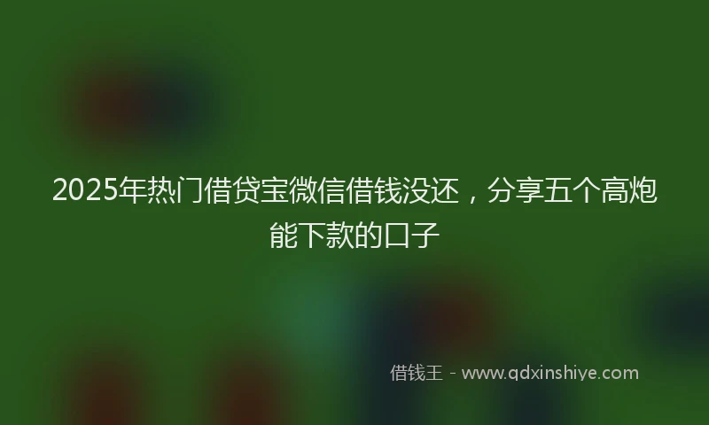 2025年热门借贷宝微信借钱没还，分享五个高炮能下款的口子