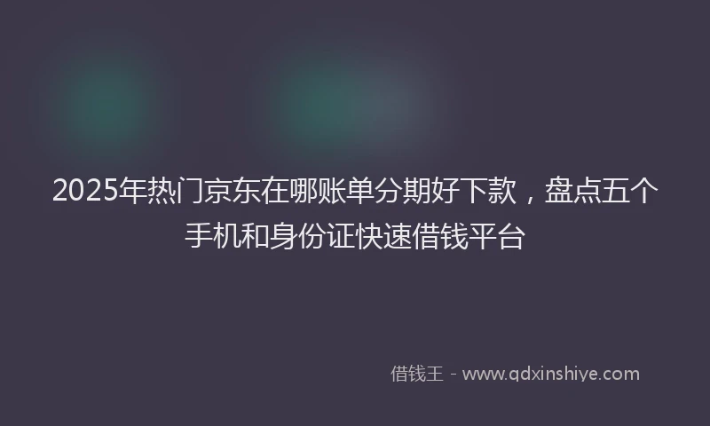 2025年热门京东在哪账单分期好下款，盘点五个手机和身份证快速借钱平台