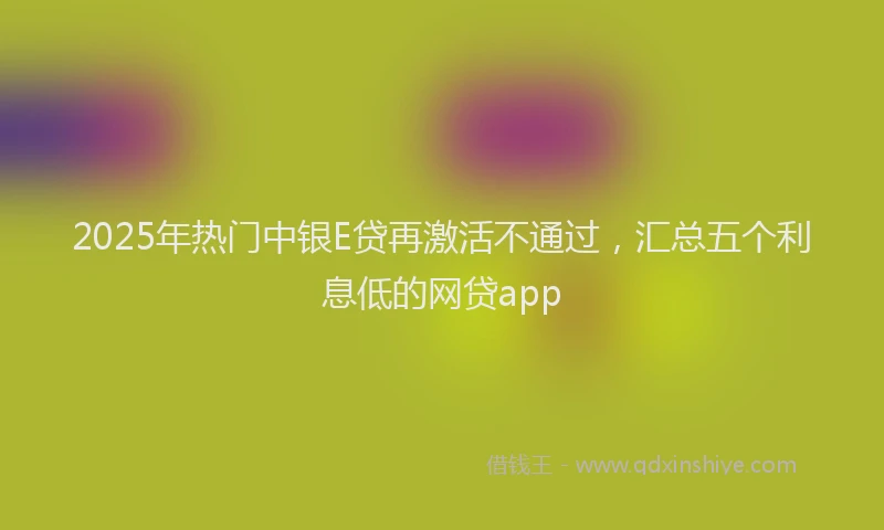 2025年热门中银E贷再激活不通过，汇总五个利息低的网贷app