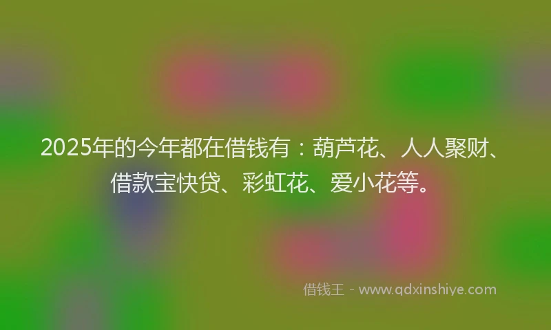 2025年的今年都在借钱有：葫芦花、人人聚财、借款宝快贷、彩虹花、爱小花等。