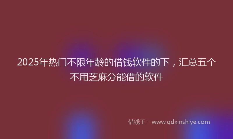 2025年热门不限年龄的借钱软件的下，汇总五个不用芝麻分能借的软件