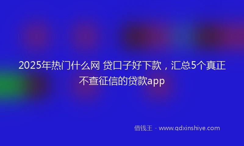 2025年热门什么网 贷口子好下款，汇总5个真正不查征信的贷款app