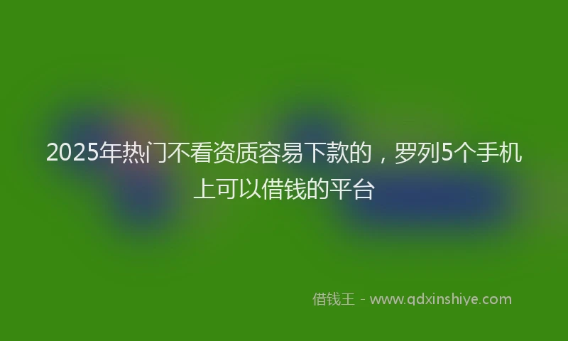 2025年热门不看资质容易下款的，罗列5个手机上可以借钱的平台