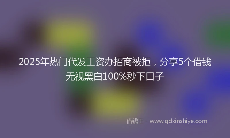 2025年热门代发工资办招商被拒，分享5个借钱无视黑白100%秒下口子