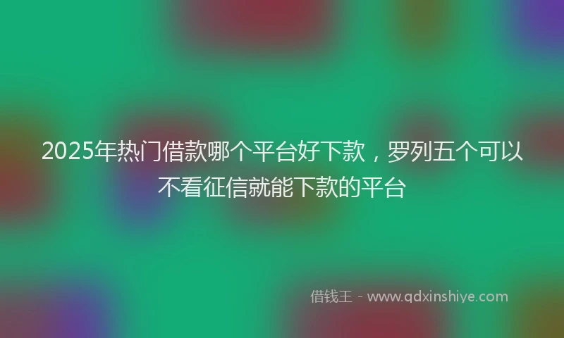 2025年热门借款哪个平台好下款，罗列五个可以不看征信就能下款的平台