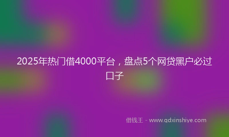 2025年热门借4000平台，盘点5个网贷黑户必过口子