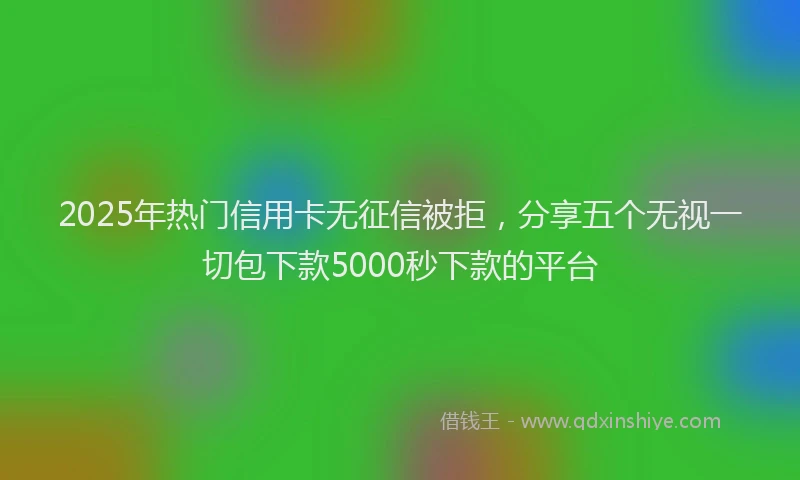 2025年热门信用卡无征信被拒，分享五个无视一切包下款5000秒下款的平台