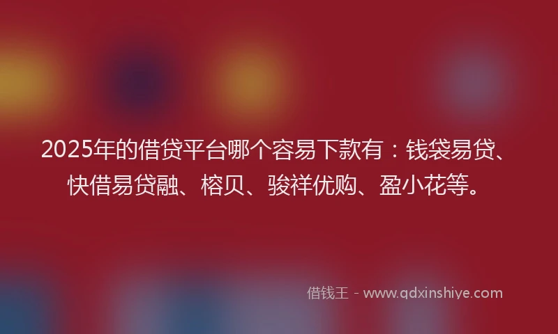2025年的借贷平台哪个容易下款有：钱袋易贷、快借易贷融、榕贝、骏祥优购、盈小花等。