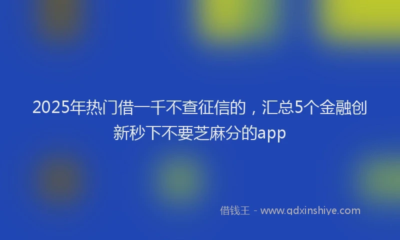2025年热门借一千不查征信的，汇总5个金融创新秒下不要芝麻分的app