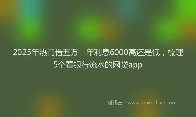 2025年热门借五万一年利息6000高还是低，梳理5个看银行流水的网贷app