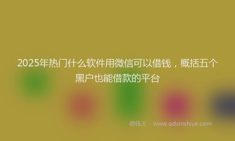 2025年热门什么软件用微信可以借钱，概括五个黑户也能借款的平台