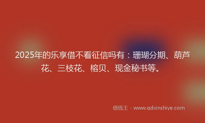 2025年的乐享借不看征信吗有：珊瑚分期、葫芦花、三枝花、榕贝、现金秘书等。