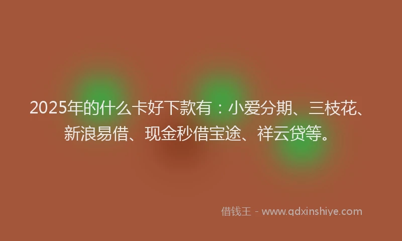 2025年的什么卡好下款有：小爱分期、三枝花、新浪易借、现金秒借宝途、祥云贷等。