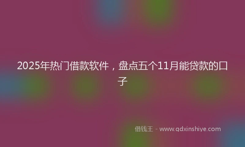 2025年热门借款软件，盘点五个11月能贷款的口子