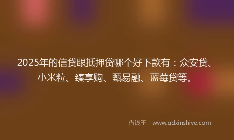 2025年的信贷跟抵押贷哪个好下款有：众安贷、小米粒、臻享购、甄易融、蓝莓贷等。