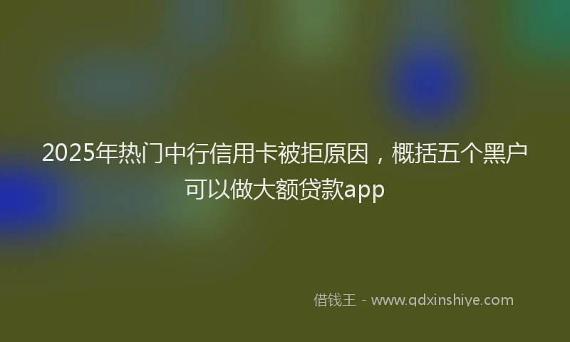 2025年热门中行信用卡被拒原因，概括五个黑户可以做大额贷款app