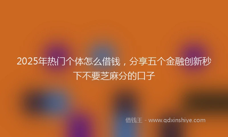 2025年热门个体怎么借钱，分享五个金融创新秒下不要芝麻分的口子