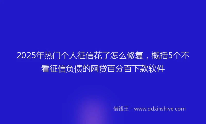 2025年热门个人征信花了怎么修复，概括5个不看征信负债的网贷百分百下款软件