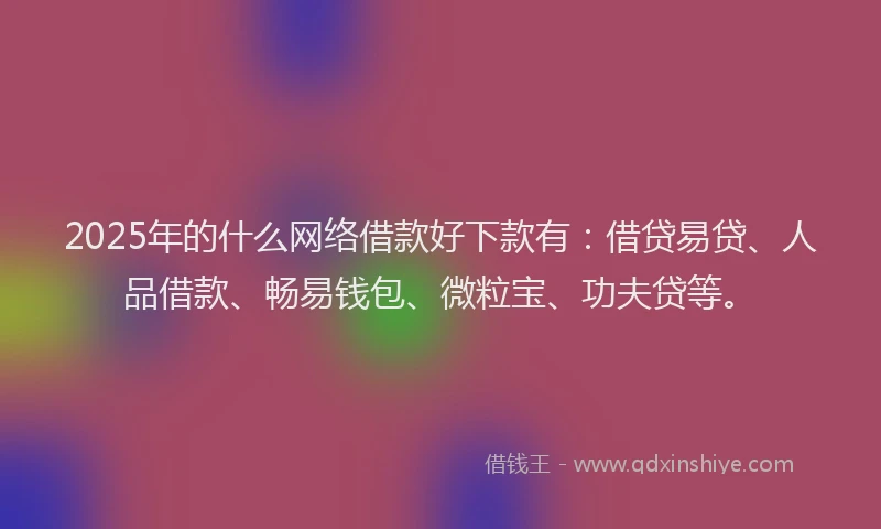 2025年的什么网络借款好下款有：借贷易贷、人品借款、畅易钱包、微粒宝、功夫贷等。