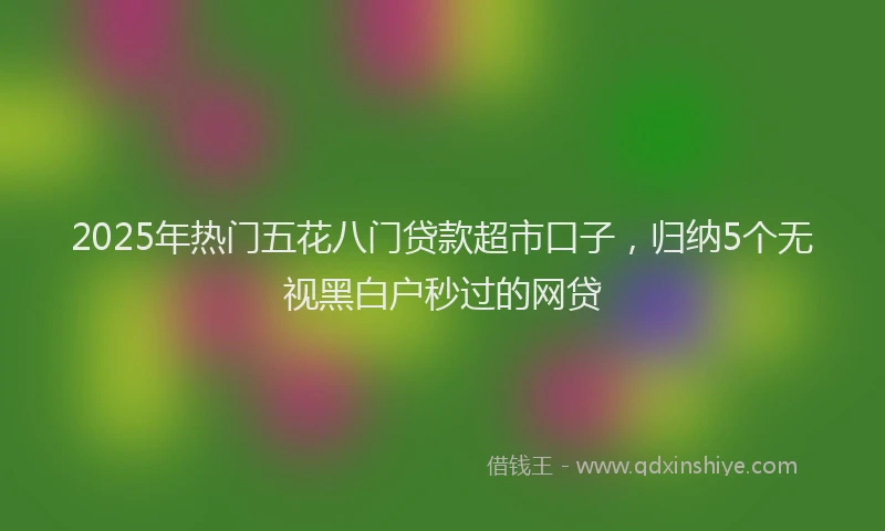 2025年热门五花八门贷款超市口子，归纳5个无视黑白户秒过的网贷