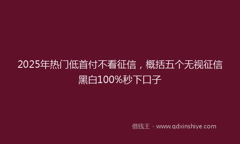 2025年热门低首付不看征信，概括五个无视征信黑白100%秒下口子