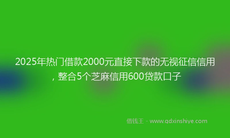 2025年热门借款2000元直接下款的无视征信信用，整合5个芝麻信用600贷款口子