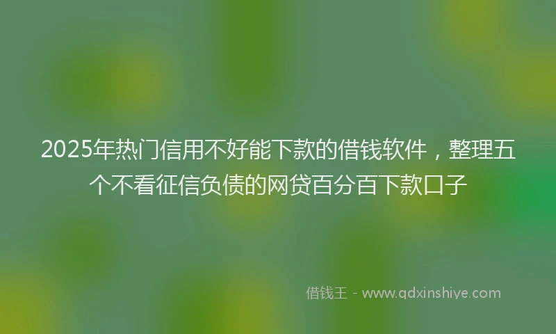 2025年热门信用不好能下款的借钱软件，整理五个不看征信负债的网贷百分百下款口子