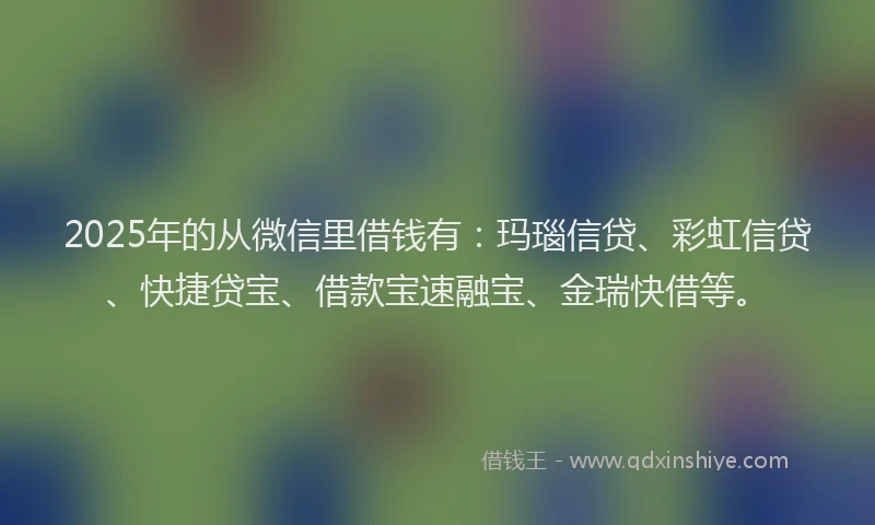 2025年的从微信里借钱有：玛瑙信贷、彩虹信贷、快捷贷宝、借款宝速融宝、金瑞快借等。