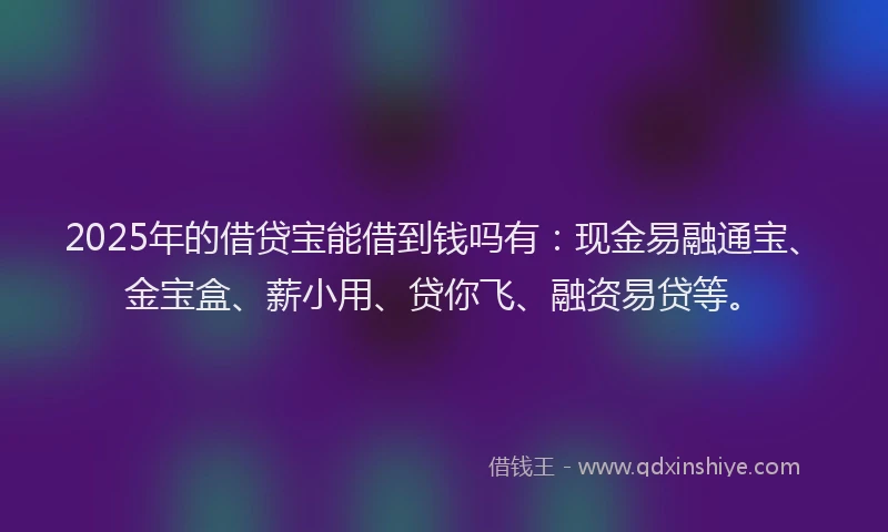 2025年的借贷宝能借到钱吗有：现金易融通宝、金宝盒、薪小用、贷你飞、融资易贷等。