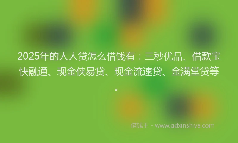 2025年的人人贷怎么借钱有：三秒优品、借款宝快融通、现金侠易贷、现金流速贷、金满堂贷等。