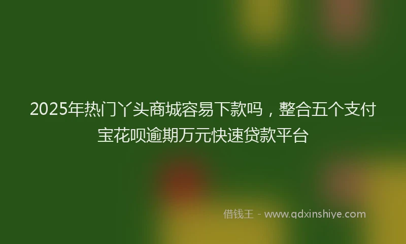 2025年热门丫头商城容易下款吗，整合五个支付宝花呗逾期万元快速贷款平台