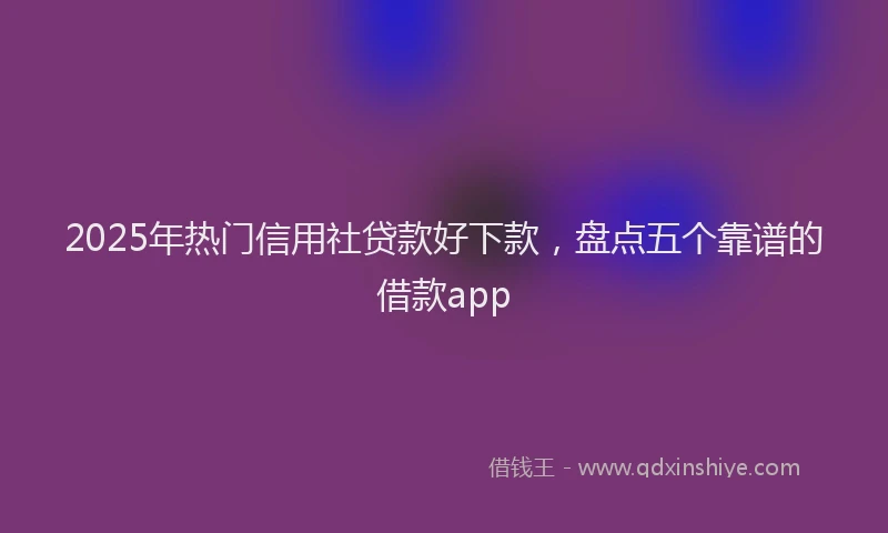 2025年热门信用社贷款好下款，盘点五个靠谱的借款app