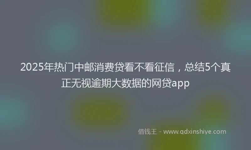 2025年热门中邮消费贷看不看征信，总结5个真正无视逾期大数据的网贷app
