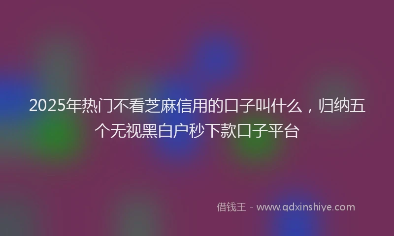 2025年热门不看芝麻信用的口子叫什么，归纳五个无视黑白户秒下款口子平台