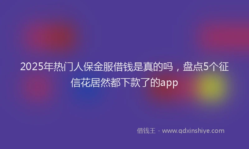 2025年热门人保金服借钱是真的吗，盘点5个征信花居然都下款了的app