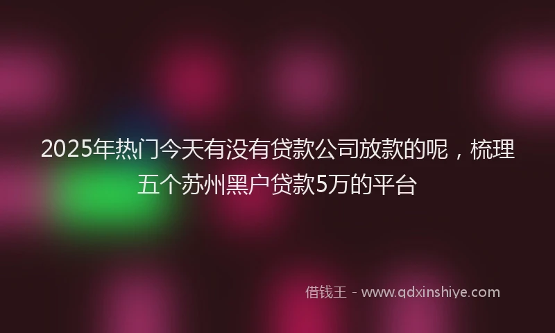 2025年热门今天有没有贷款公司放款的呢，梳理五个苏州黑户贷款5万的平台