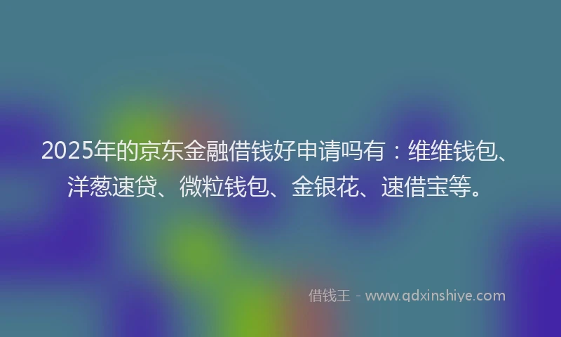 2025年的京东金融借钱好申请吗有：维维钱包、洋葱速贷、微粒钱包、金银花、速借宝等。