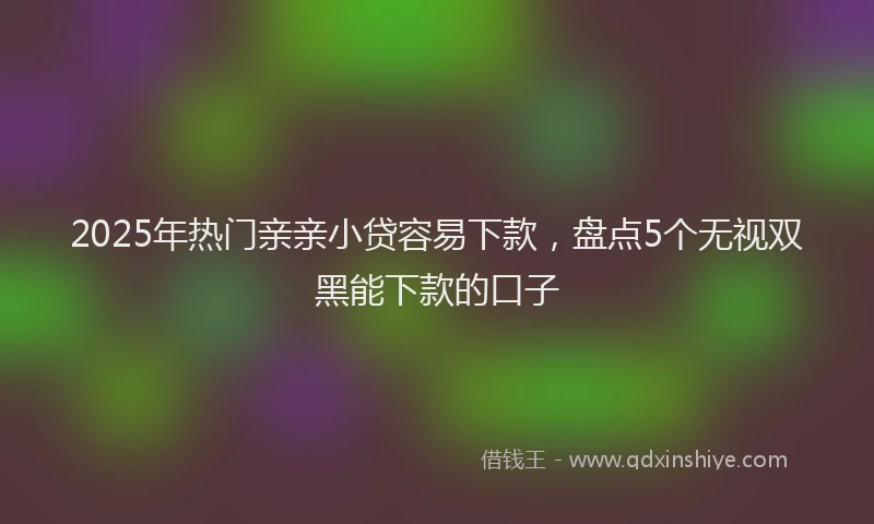 2025年热门亲亲小贷容易下款，盘点5个无视双黑能下款的口子