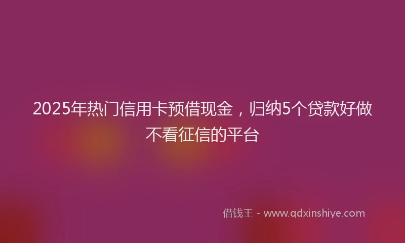 2025年热门信用卡预借现金，归纳5个贷款好做不看征信的平台