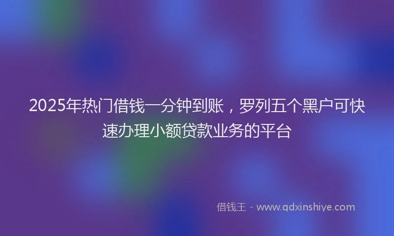2025年热门借钱一分钟到账，罗列五个黑户可快速办理小额贷款业务的平台