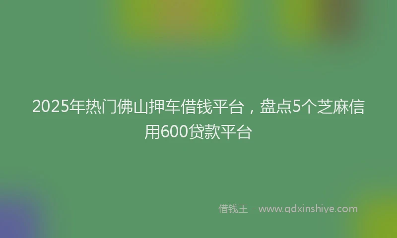 2025年热门佛山押车借钱平台，盘点5个芝麻信用600贷款平台