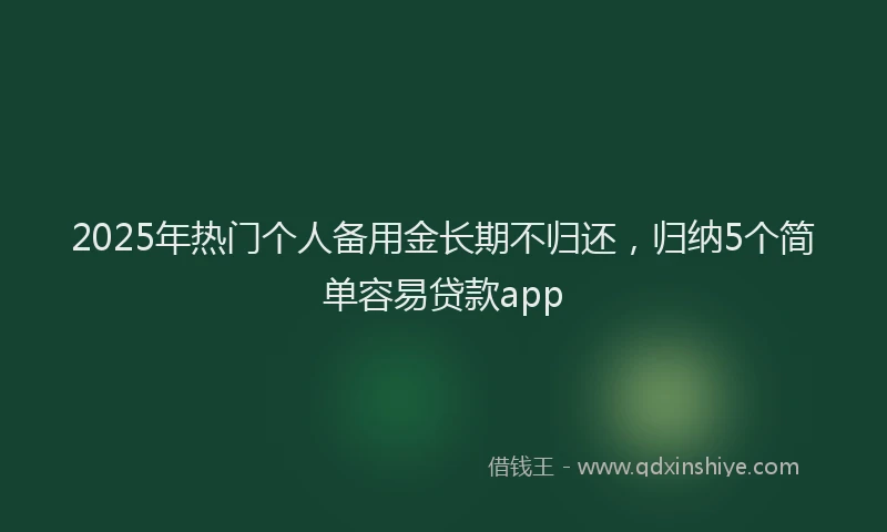 2025年热门个人备用金长期不归还，归纳5个简单容易贷款app